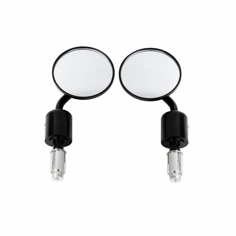 モーターサイクル CNC バーエンドサイドミラー ラウンドバック ブラック 3"-01