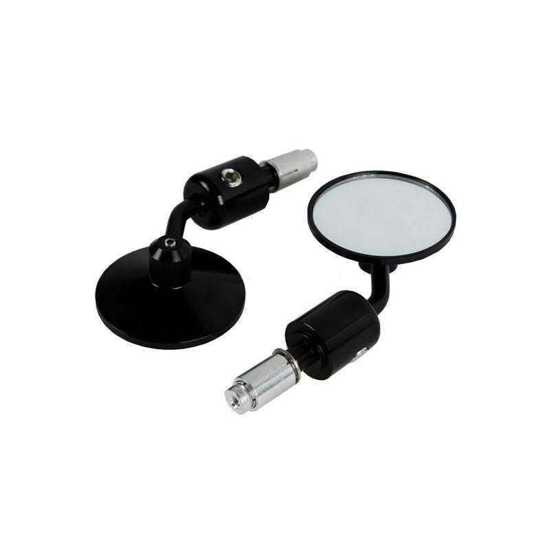 モーターサイクル CNC バーエンドサイドミラー ラウンドバック ブラック 3"-02