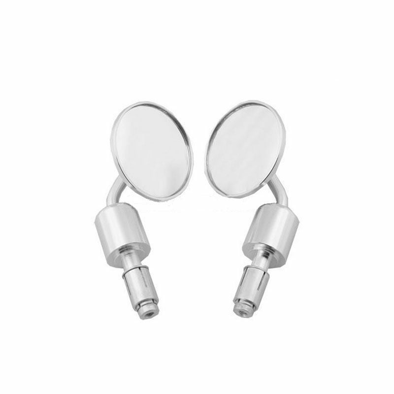 モーターサイクル CNC バーエンドサイドミラー ラウンドバック シルバー 3"-01