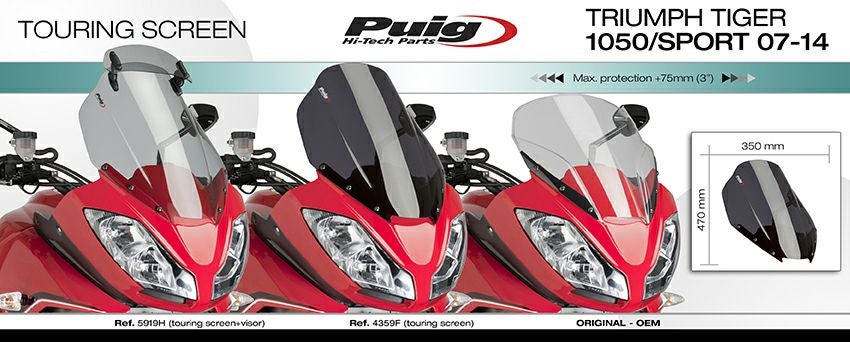 プーチ(Puig) ツーリングスクリーン スモーク タイガー1050 11-14 4359H-02