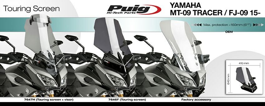 プーチ(Puig) ツーリングスクリーン スモーク MT-09トレーサー(FJ-09) 15- 7646H-02