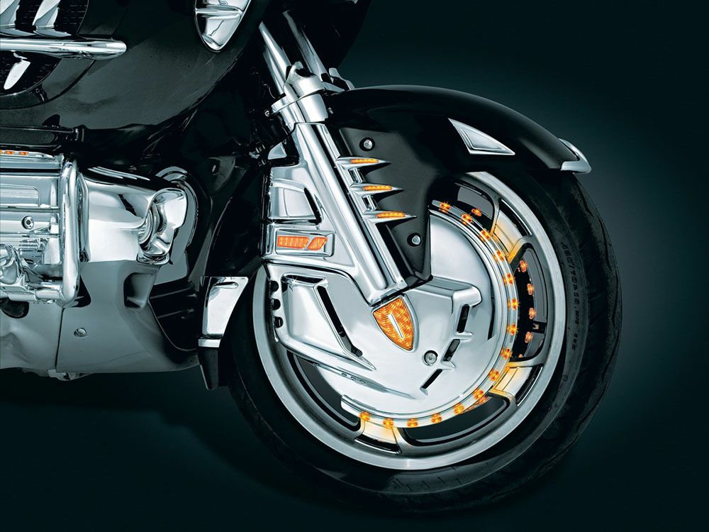 [SALE]KURYAKYN L.E.D. フロントサイドリフレクター コンバージョン アンバーレンズ/クローム GL1800 F6B-02