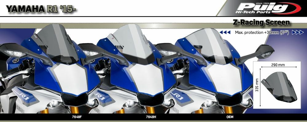 プーチ(Puig) レーシングスクリーン ブラック YZF-R1 15- 7648N