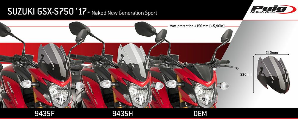 プーチ(Puig) ウィンドシールド NKニュージェネレーション/スポーツ ブラック GSX-S750 17- 9435N-02