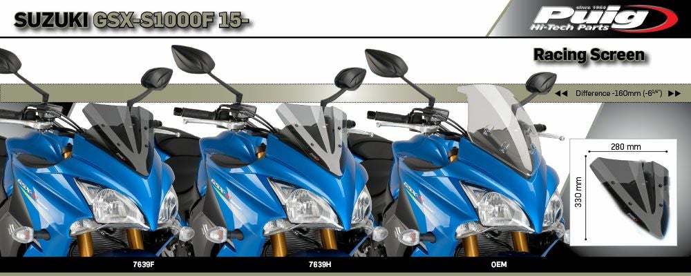 プーチ(Puig) レーシングスクリーン ブラック GSX-S1000F 15- 7639N