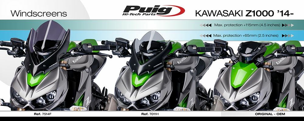 Puig 14'〜Z1000スクリーン スポーツ&ツーリング二種類セット Puig（プーチ） Puig 4057C RACING-SCREEN [CARBON LOOK] Kawasaki