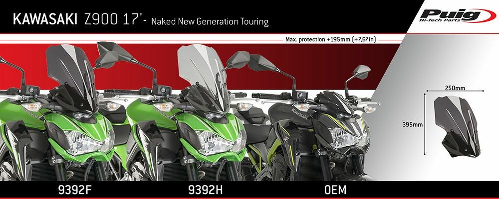 プーチ(Puig) ツーリングスクリーン ブラック Z900 17-19 9392N
