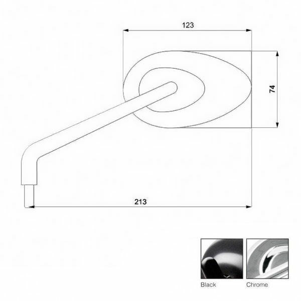 バラクーダ(Barracuda) 汎用ハンドルバーマウントミラー STONE ブラック STONE-03