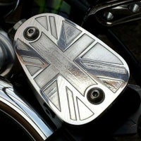 空冷/水冷T100 T120 ボバースラクストン1200 ブレーキ マスターシリンダー タンクキャップ ポリッシュ "ユニオンジャック柄" Motone_1