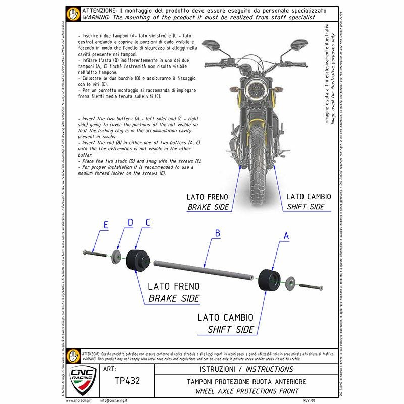 CNC Racingフロントアクスルプロテクター ブラック モンスター797/スクランブラー800 TP432B-02