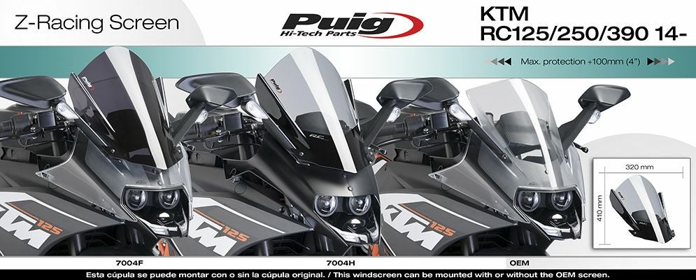 プーチ(Puig) レーシングスクリーン ブラック RC125/200/390 14- 7004N