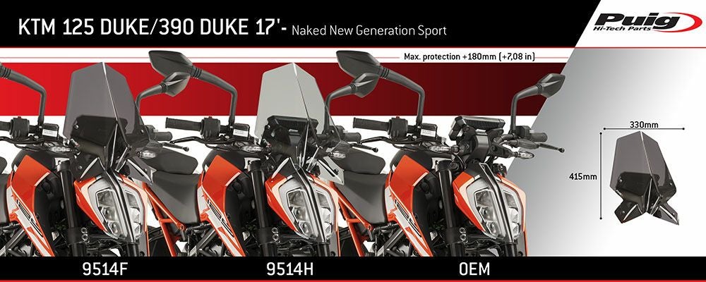 プーチ(Puig) スポーツスクリーン ブラック 125/390 Duke 17- 9514N-02