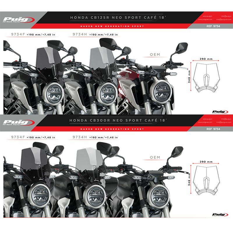 プーチ(Puig) スポーツスクリーン ブラック CB125R/300R 9734N