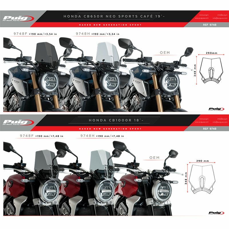 プーチ(Puig) スポーツスクリーン ブラック CB650R/1000R 9748N