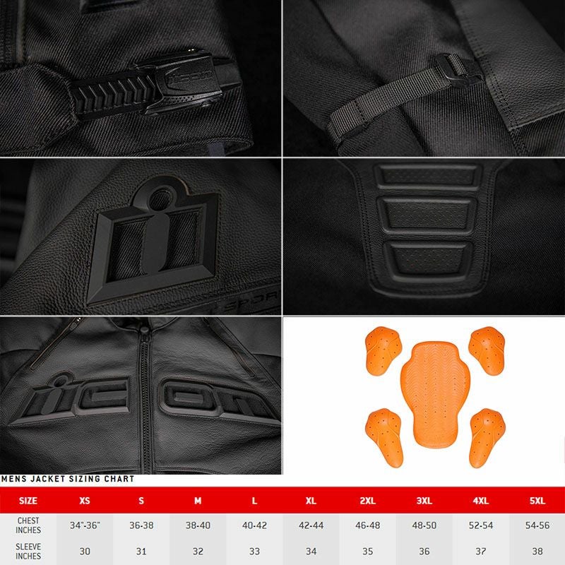 ICON メンズ CONTRA2 レザージャケット ブラック_3