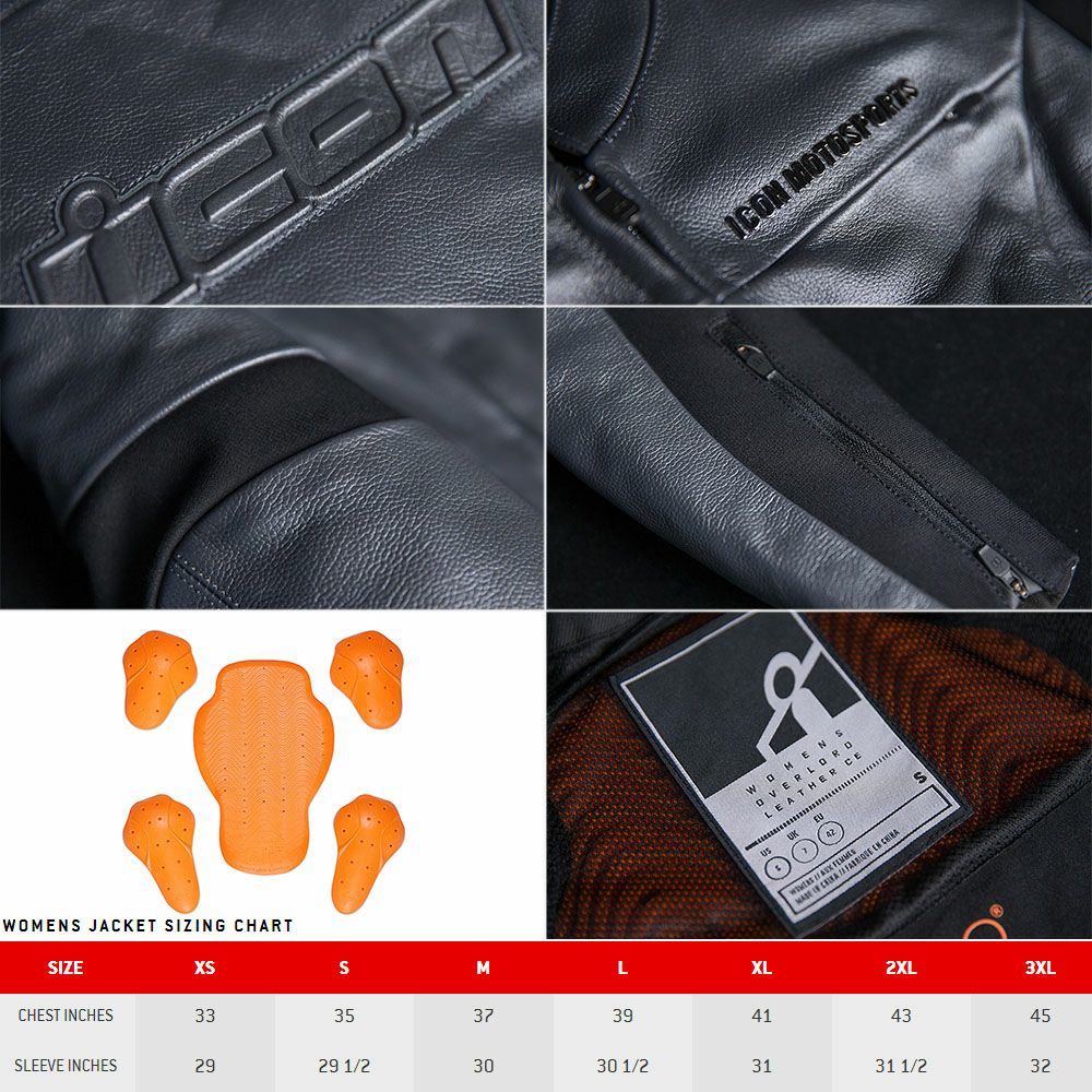 ICON レディース Overoad レザージャケット チャコール_3