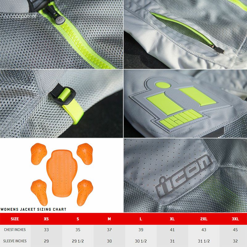 ICON レディース メッシュAF ジャケット グレー_3