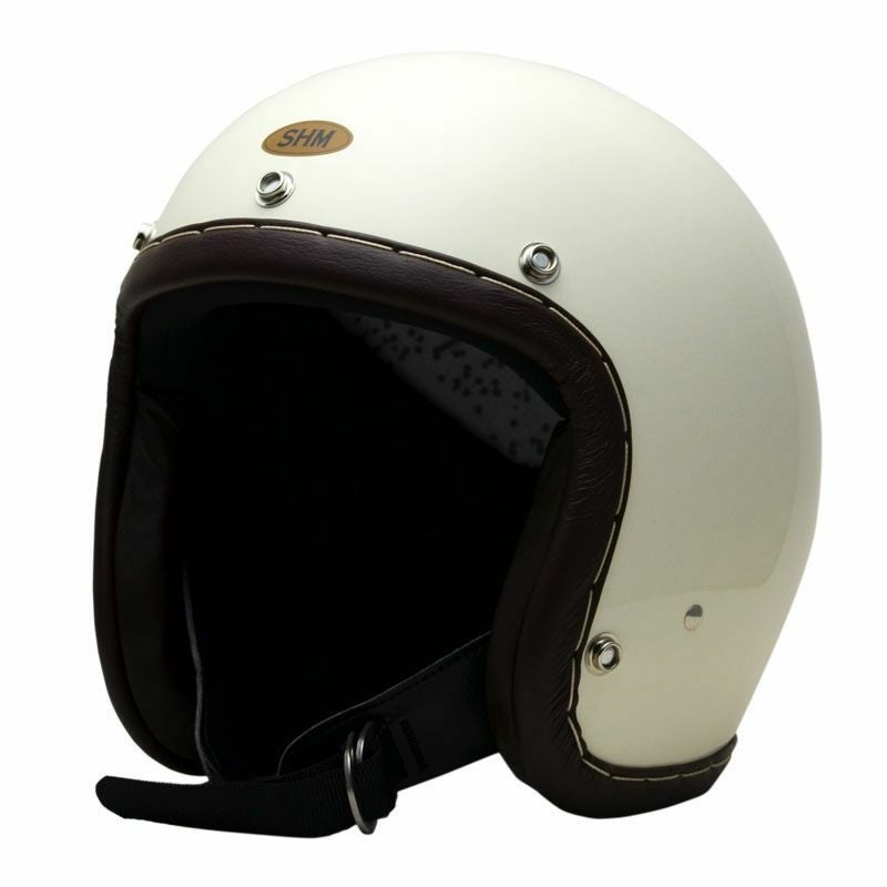 SHM ハンドステッチ ジェットヘルメット Lot-101 アイボリー/ブラウン_1