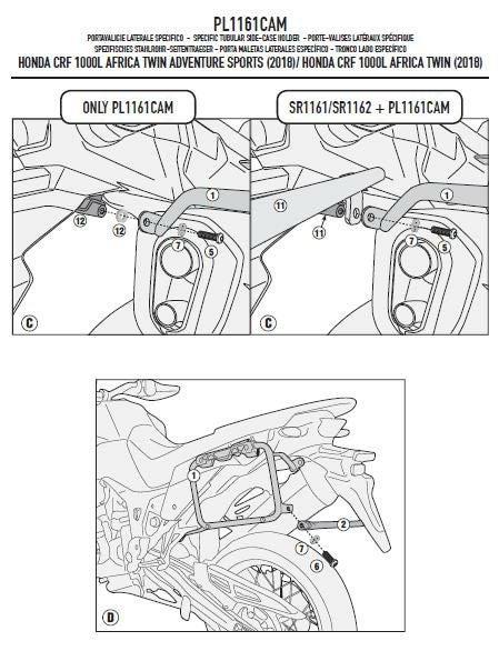ジビ(GIVI) CAM サイドマウントフレーム Honda CRF1000L アフリカツイン 18-19 PL1161CAM-07