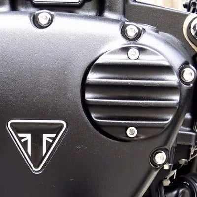 水冷 T100 T120等ポイントカバー リブデザイン ブラック  Motone_1