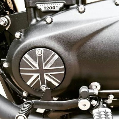 Motone クラッチバッジ ユニオンジャック ブラック/ポリッシュシルバー トライアンフ_1