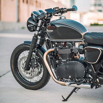 T100 T120 ボバー スピードツイン900/1200 スクランブラー900/1200等 クラッチサイド エンジンカバー リブデザイン ブラック Motone_1