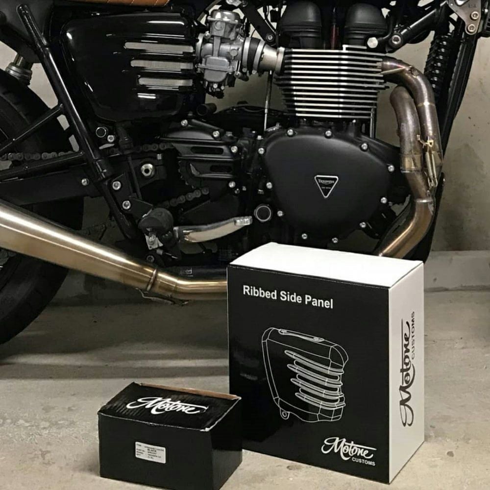 Motone リブデザイン サイドカバー グロスブラック | バイクカスタム