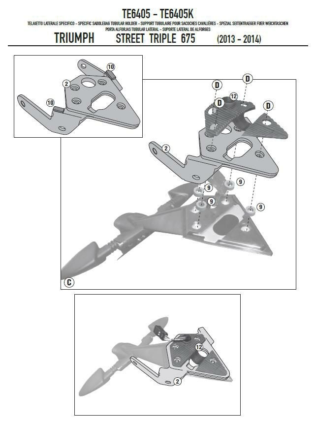 ジビ(GIVI) サイドバッグホルダー ストリートトリプル675 13-16 TE6405
