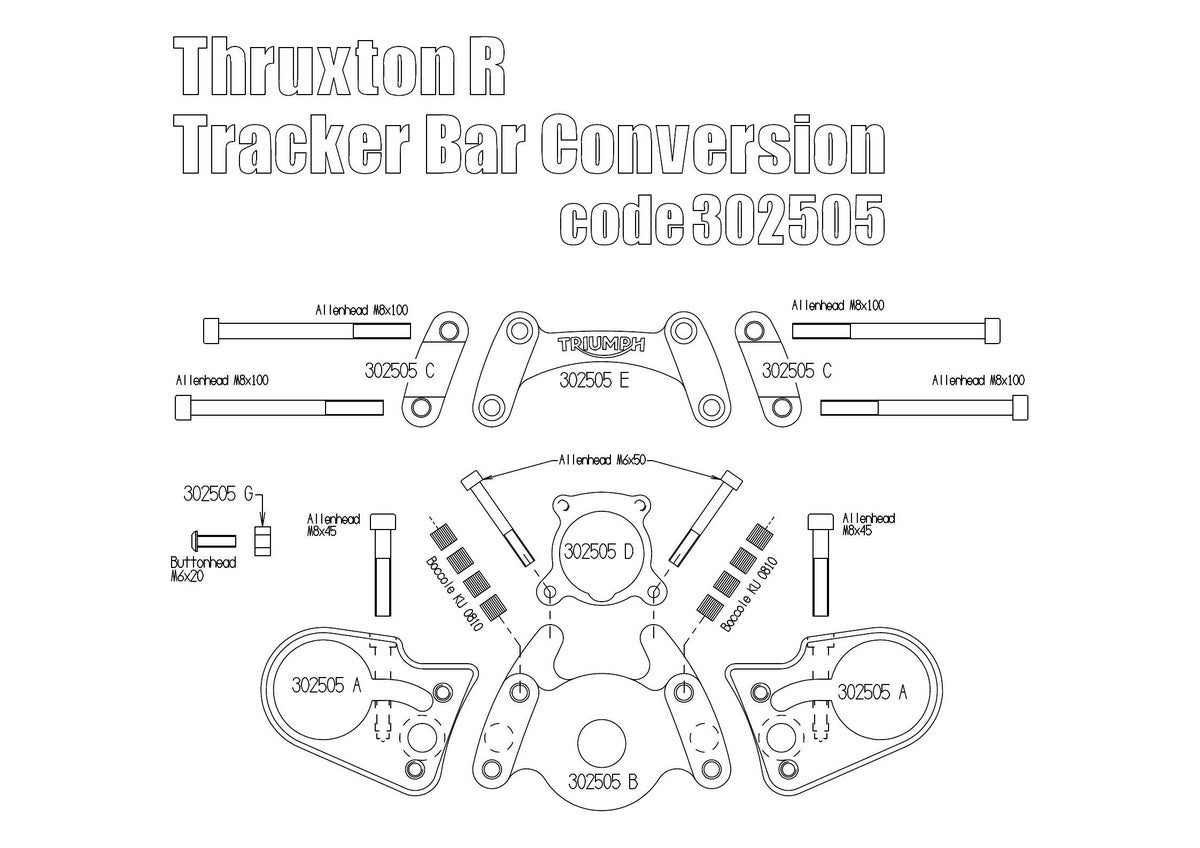Free Spirits ハンドルコンバージョンキット ブラック Thruxton R/RS-06