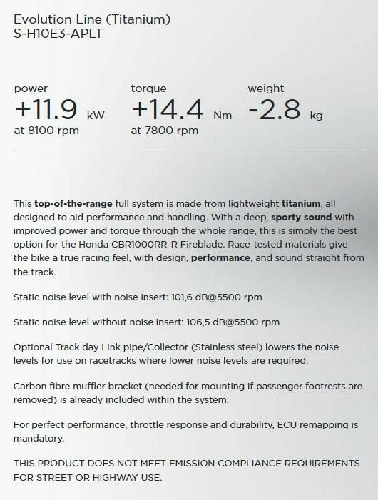 Akrapovic (アクラポヴィッチ) フルエキゾースト エヴォリューションライン CBR1000RR-R 20--05