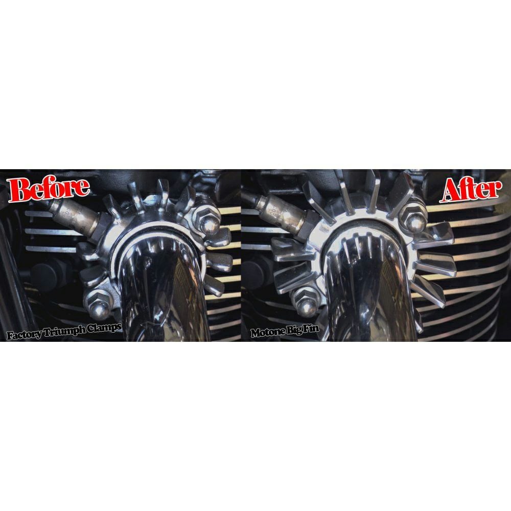 Motone ビッグフィン・エキゾーストクランプ トライアンフ ポリッシュ 水冷ツイン用-08