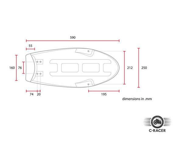 C-RACER スクランブラーシート SR400/SR500用 ラゲッジ・ラック付き ブラウン-04