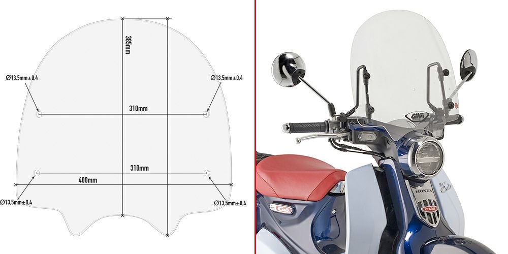 スーパーカブ C125 18- ウインドスクリーン 38.5x40 クリア GIVI