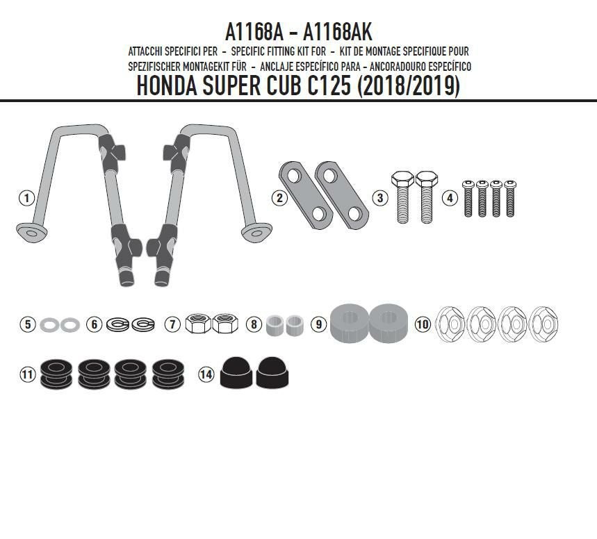 スーパーカブ C125 18- ウインドスクリーン1168A用 フィッティングキット GIVI_1