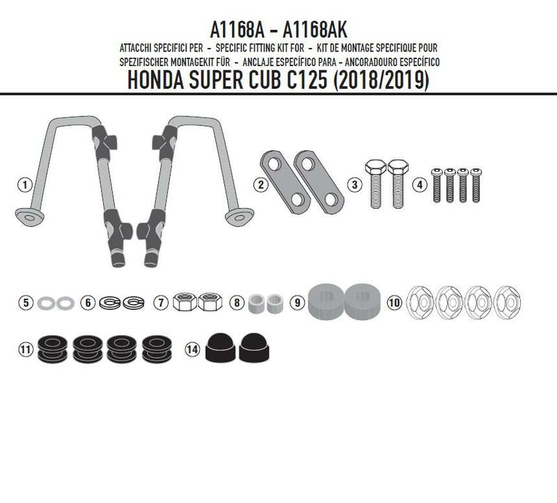スーパーカブ C125 18- ウインドスクリーン1168A用 フィッティングキット GIVI_1