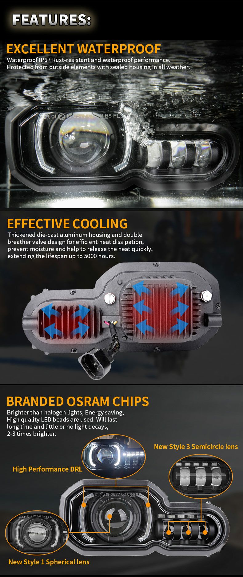 WMW) LED ヘッドライト コンバージョンキット BMW F650GS/F700GS