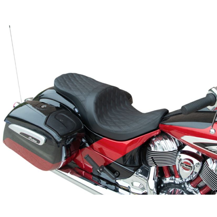 Drag Specialties Indian用 フォワード/ロープロファイル 2UPシート レザー/ブラックステッチ_2