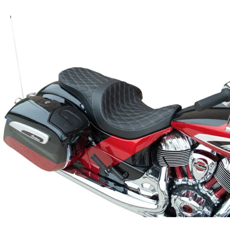 Drag Specialties Indian用 フォワード/ロープロファイル 2UPシート レザー/シルバーステッチ_2