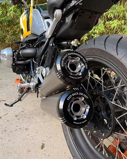 BMW RnineT 14- マフラー エンドキャップ ブラック Dkdesign | バイク