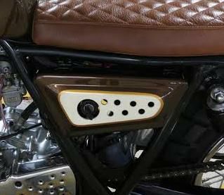 SR400/500 キャブ スモールサイドカバー ポリッシュ オメガレーサー