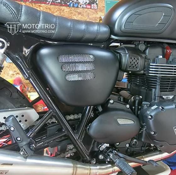 トライアンフ　ボンネビルt100 サイドカバー　バイク トライアンフ ボンネビルT100/T120 サイドカバーバック 本革 BAD&G
