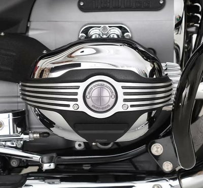 BMW R18 シリンダー カバー コントラスト シルバーロゴ DKdesign_1