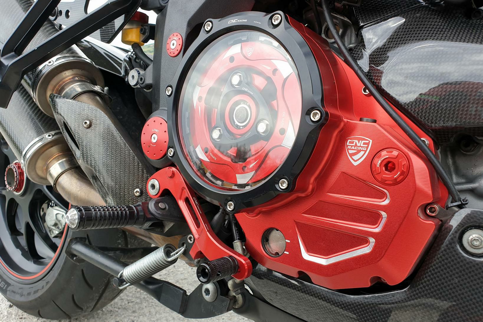 DUCATI スクランブラー （SCRAMBLER） クリアクラッチカバー レッド