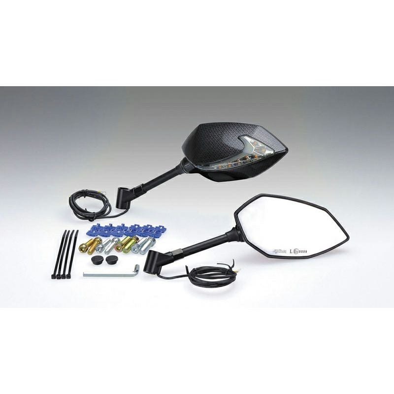 KIJIMA TECH07 シーケンシャルウィンカー付ハンドルマウントミラーセット カーボンルック_1