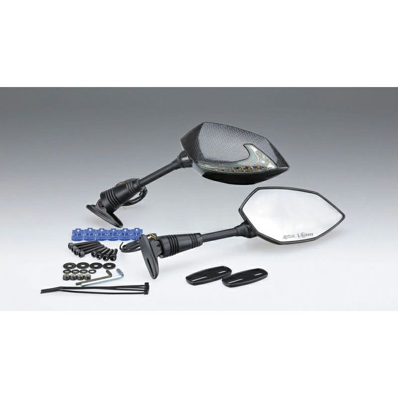 KIJIMA TECH06 シーケンシャルウィンカー付カウルマウントミラーセット カーボンルック_1