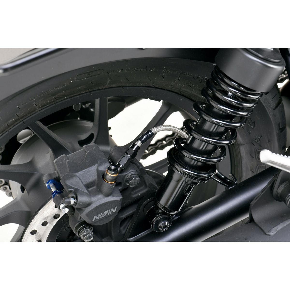 ホンダ レブル250 リアブレーキホース ステンレスブラック SWAGE-LINE
