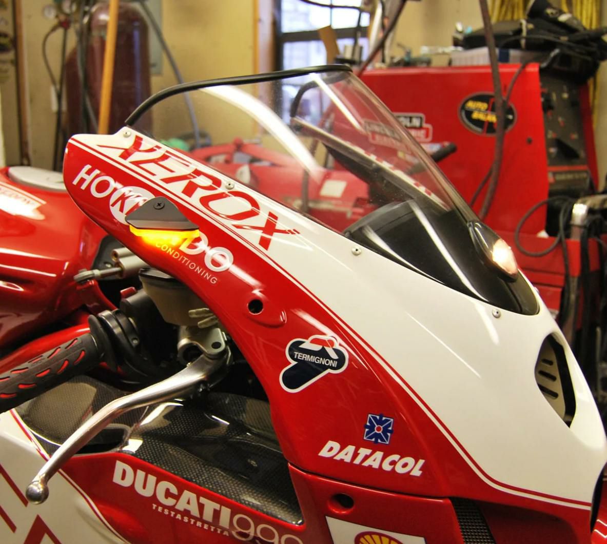 Ducati LED純正ウィンカー付きミラー右 LED ウインカー付き バックミラー ブラック スクエア 左右 バイク