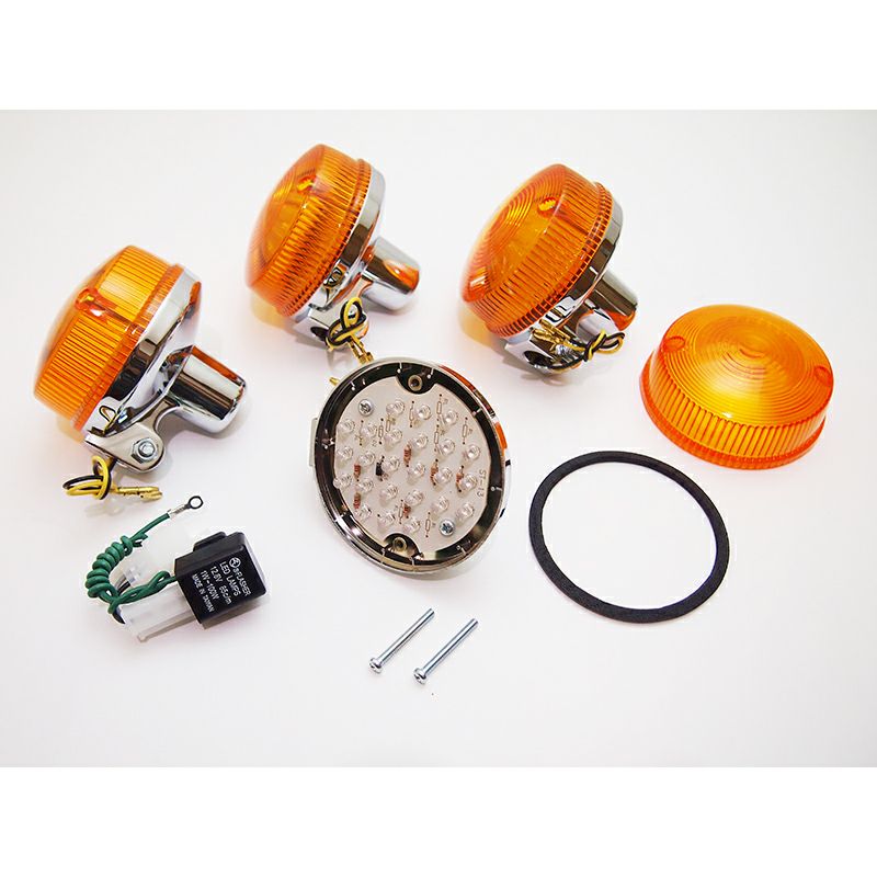 Kawasaki Z1 LEDウィンカー　4個セット Z1 Z2 純正タイプ ウインカー スモークレンズ ショートステー付 4個セット