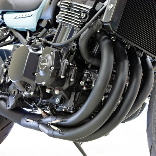 Z900RS 専用 ブラック スチール パーツピースショット管マフラー カワサキ Z900RS/CAFE 427ショート管 6ピース集合マフラー（JMCA