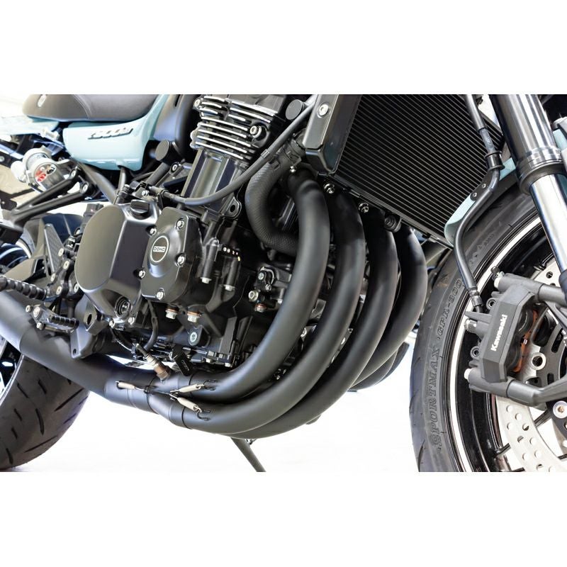 Z900RS 専用 ブラック スチール パーツピースショット管マフラー カワサキ Z900RS/CAFE 427ショート管 6ピース集合マフラー（サーキット